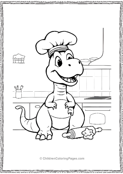 T Rex As A Cook Baking Buiscuits Free PDF Printable