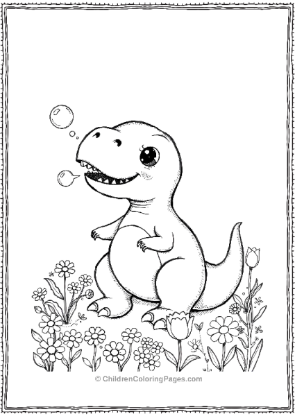 T Rex Blowing Bubbles Free PDF Printable