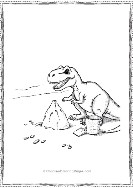 T Rex Building A Sandcastle Free PDF Printable