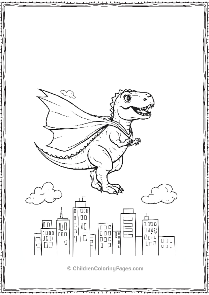 T Rex Dressed As A Superhero Free PDF Printable