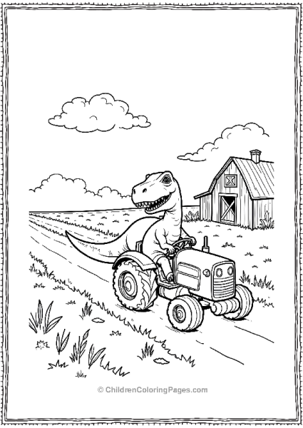 T Rex Driving A Tractor Free PDF Printable