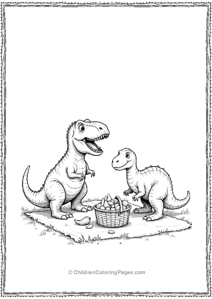 T Rex Enjoying A Picknick Free PDF Printable