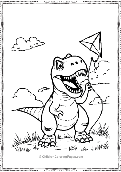 T Rex Flying A Kite Free PDF Printable