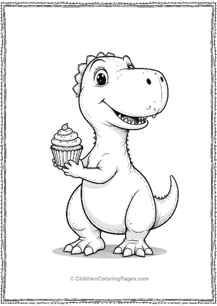 T Rex Holding A Cupcake Free PDF Printable