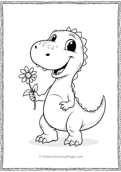 T Rex Holding A Daisy Free PDF Printable