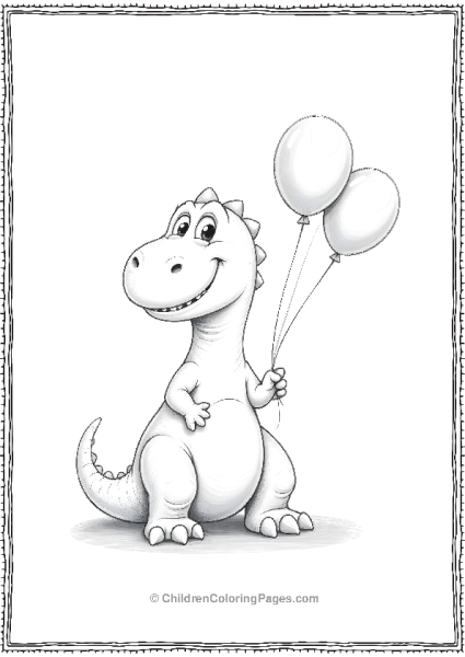 T Rex Holding Baloons In Hands Free PDF Printable