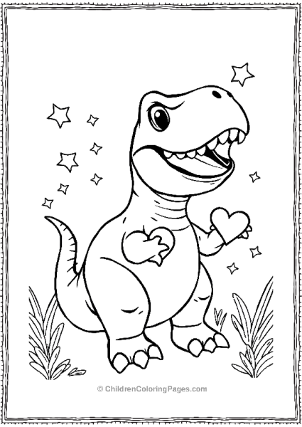 T Rex Holding Heart In Heart Free PDF Printable