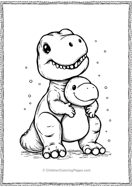 T Rex Hugging A Toy Free PDF Printable