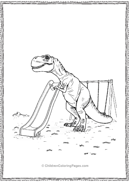 T Rex In A Play Ground Free PDF Printable