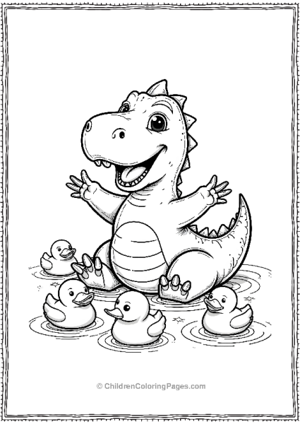 T Rex In A Pool With Ducks Free PDF Printable