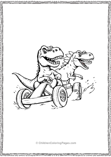 T Rex In A Race Car Escaping Other Dinosaur Free PDF Printable