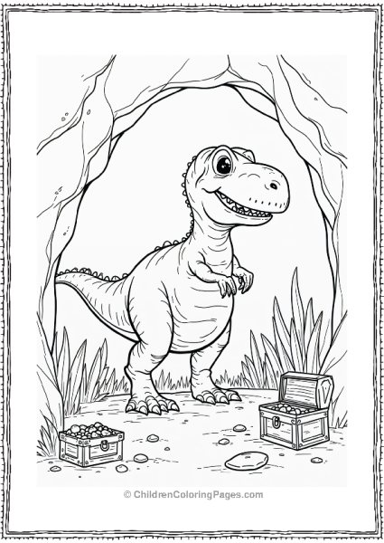 T Rex In A Treasure Cave Free PDF Printable