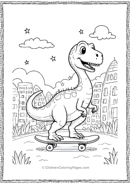 T Rex On A Skateboard Free PDF Printable