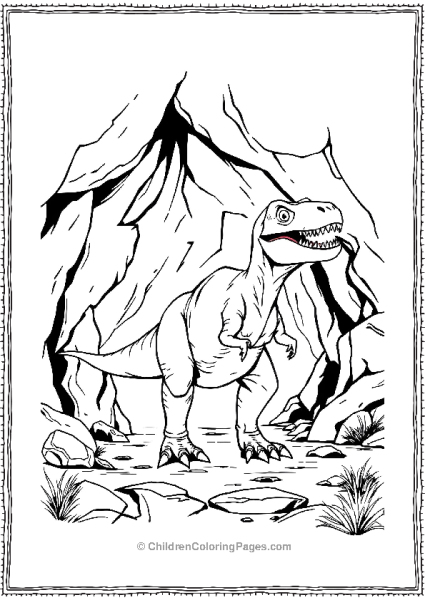 T Rex Outside Its Cave Free PDF Printable