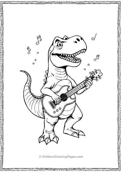 T Rex Playing Guitar Free PDF Printable