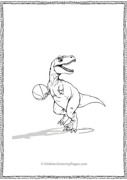 T Rex Playing With Basketball Free PDF Printable