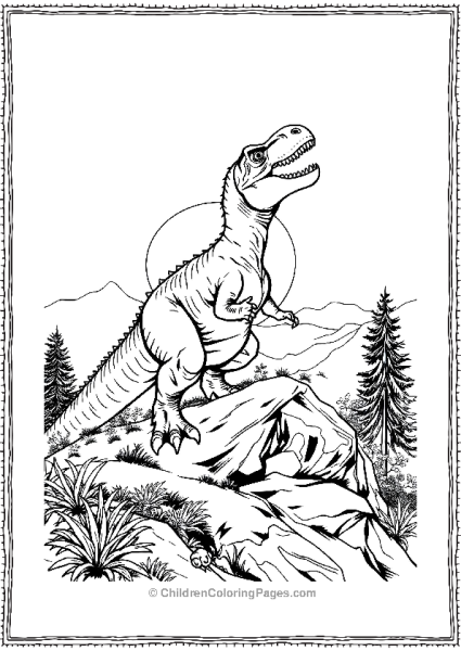 T Rex Roaring With Sunrise Free PDF Printable