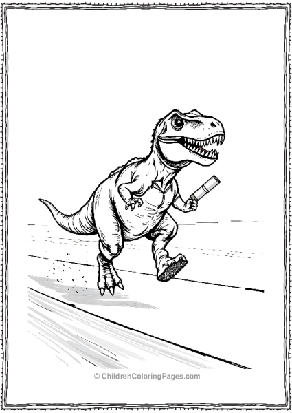 T Rex Running With A Batton Free PDF Printable