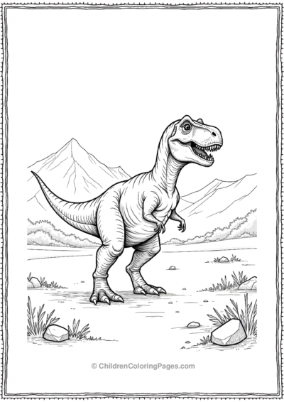 T-Rex-Standing-In-A-Grassy-Field Free PDF Printable