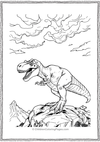 T-Rex-Standing-On-A-Mountain-With-Storm-Buildup Free PDF Printable