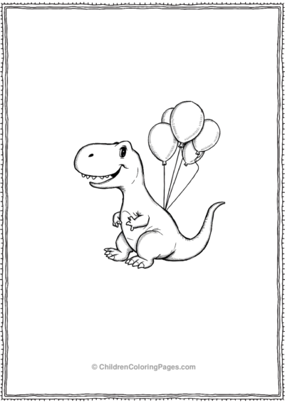 T-Rex-Tied-To-Baloons Free PDF Printable