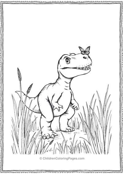 T-Rex-With-A-Butterfly-On-Nose Free PDF Printable