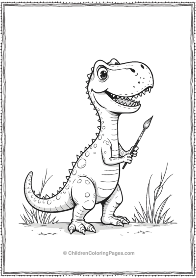 T-Rex-With-A-Paint-Brush Free PDF Printable