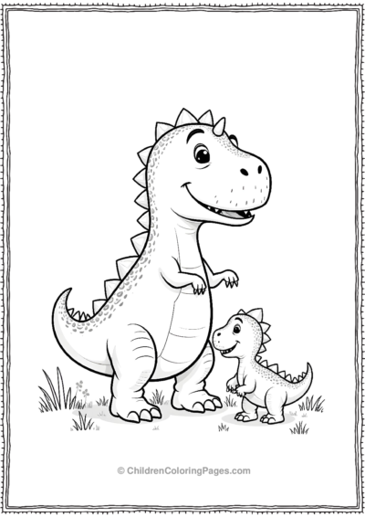 T-Rex-With-A-Small-Dinosaur-Friend Free PDF Printable