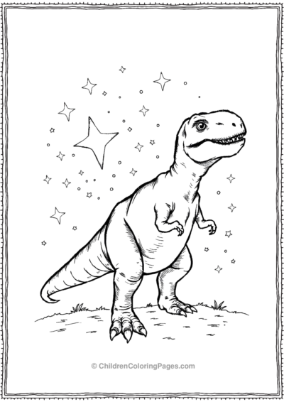 T-Rex-With-A-Starry-Sky Free PDF Printable