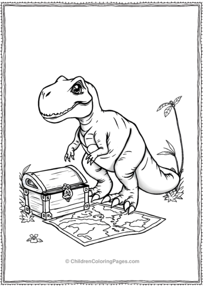 T-Rex-With-A-Tresure Free PDF Printable