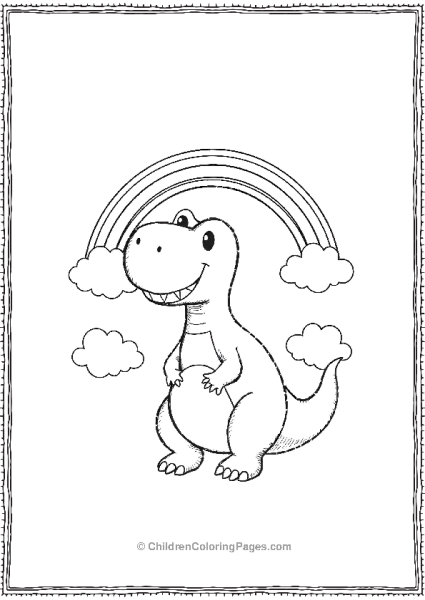 T Rex With Rainbow Free PDF Printable