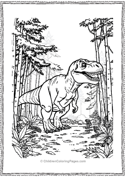 T RexStanding In A Forest Free PDF Printable