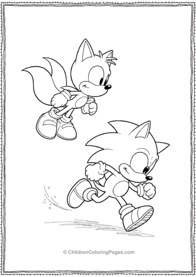 Tails Flying Above Sonic Whos Running On The Ground Free PDF Printable