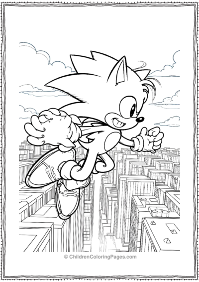 Tails From Sonic Flying High Over A Cityscape Free PDF Printable