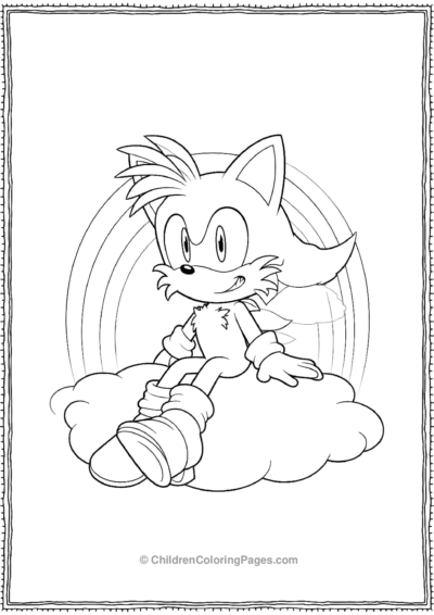 Tails-With-Sonic-Sitting-on-a-Cloud-with-a-Rainbow Free PDF Printable