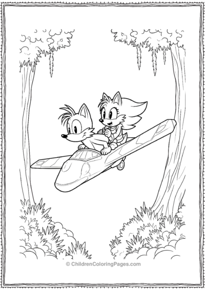 Tails And Amy Flying A Glider Free PDF Printable