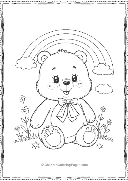 Teddy Bear Under A Rainbow Free PDF Printable