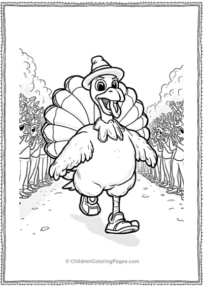 Thanksgiving-Turkey-Mascot-Marching-In-The-Parade Free PDF Printable