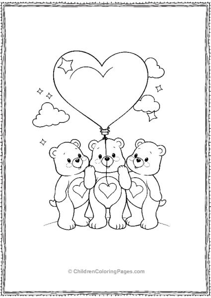 Three Bears And A Heart Balloon  Free PDF Printable