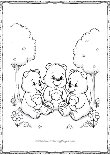 Three Bears Sitting Under Trees Free PDF Printable