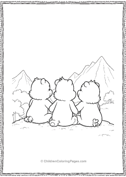 Three Bears Watching The Mountain View Free PDF Printable