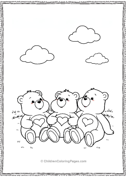 Three Bears With Hearts Free PDF Printable