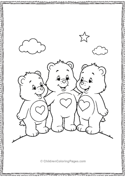 Three Care Bears Hugging Free PDF Printable