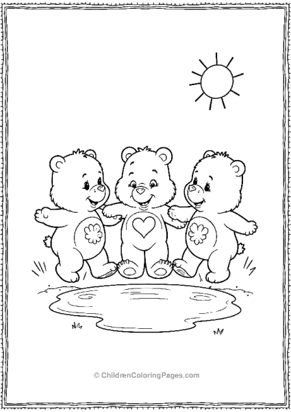 Three Care Bears In A Puddle Free PDF Printable