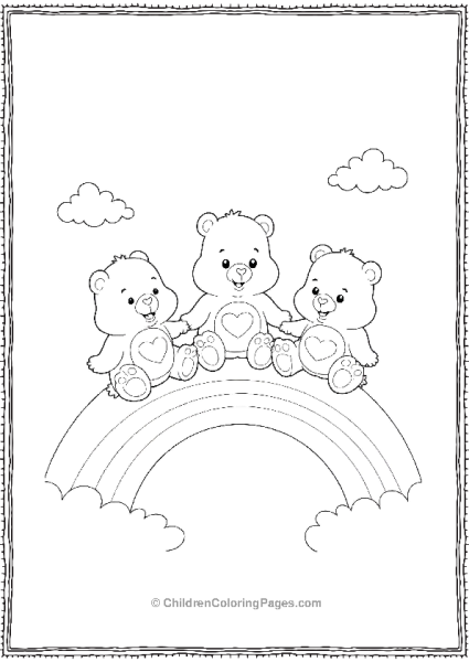 Three Care Bears On A Rainbow Free PDF Printable