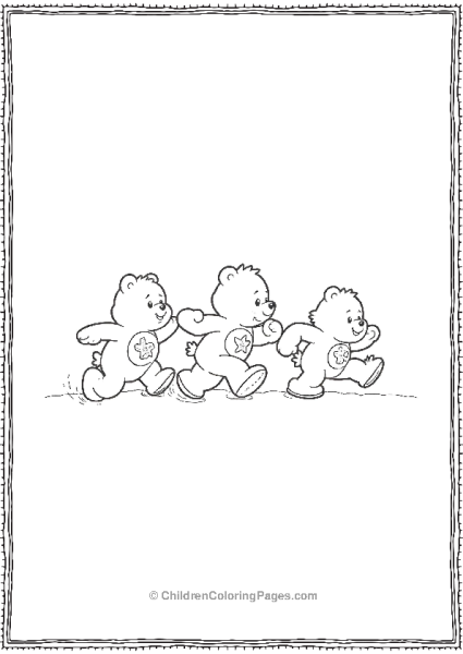 Three Care Bears Running Free PDF Printable