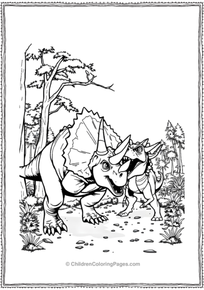 Triceratops-Battling-Another-Dinosaur Free PDF Printable