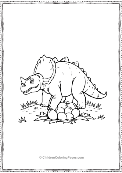 Triceratops-Guarding-A-Nest-Of-Eggs Free PDF Printable