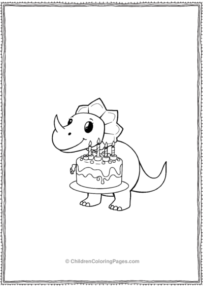 Triceratops-Holding-A-Birthday-Cake Free PDF Printable