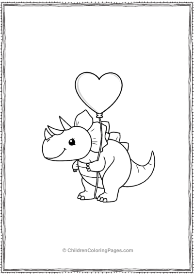 Triceratops-Hugging-A-Heart-Shaped-Baloon Free PDF Printable